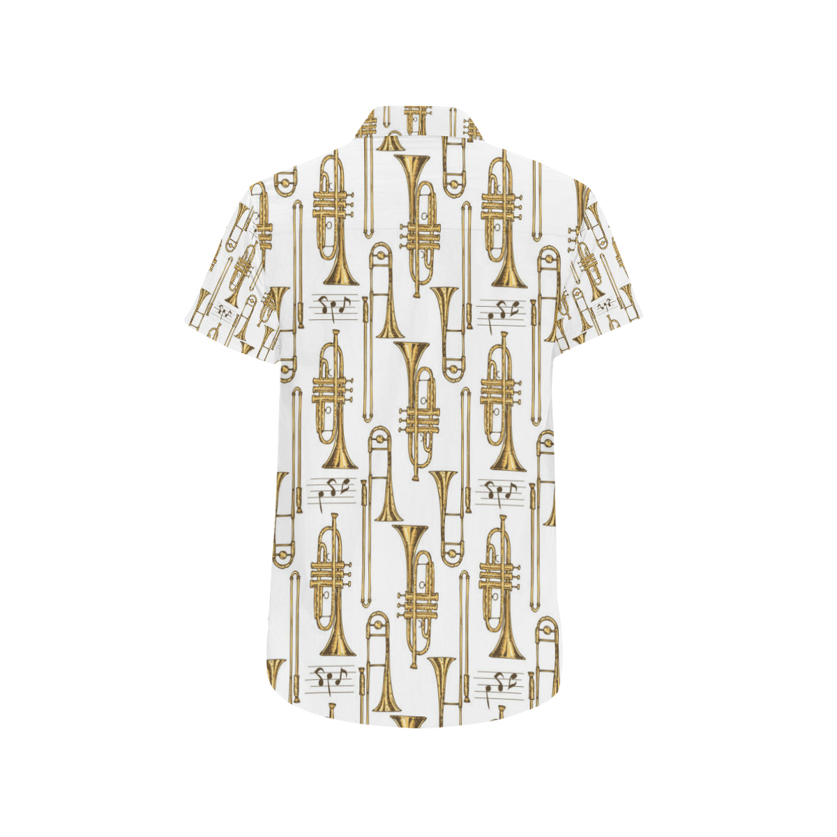 Trombone Pattern Print Design 04 Men's Short Sleeve Button Up Shirt
