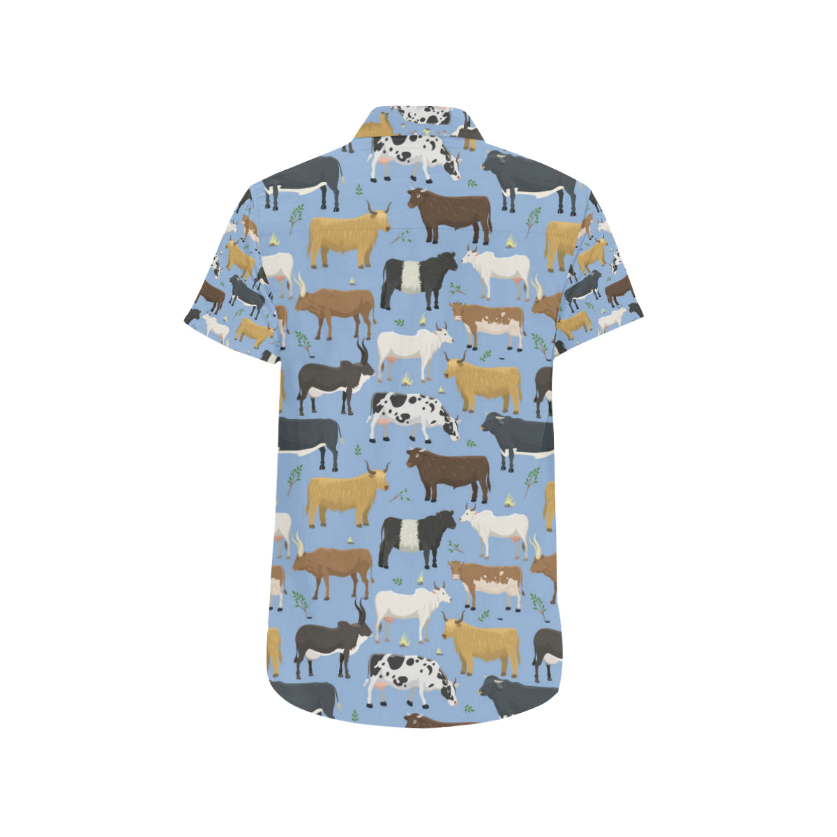 Cattle Pattern Print Design 02 Men's Short Sleeve Button Up Shirt