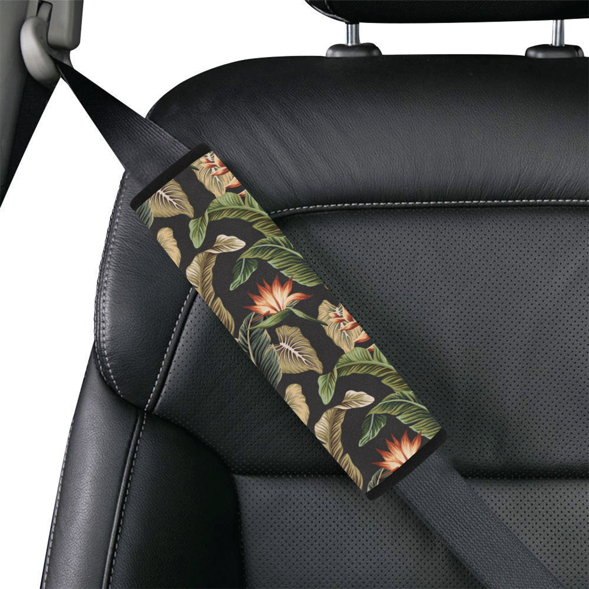 Tropical Flower Pattern Print Design TF014 Car Seat Belt Cover