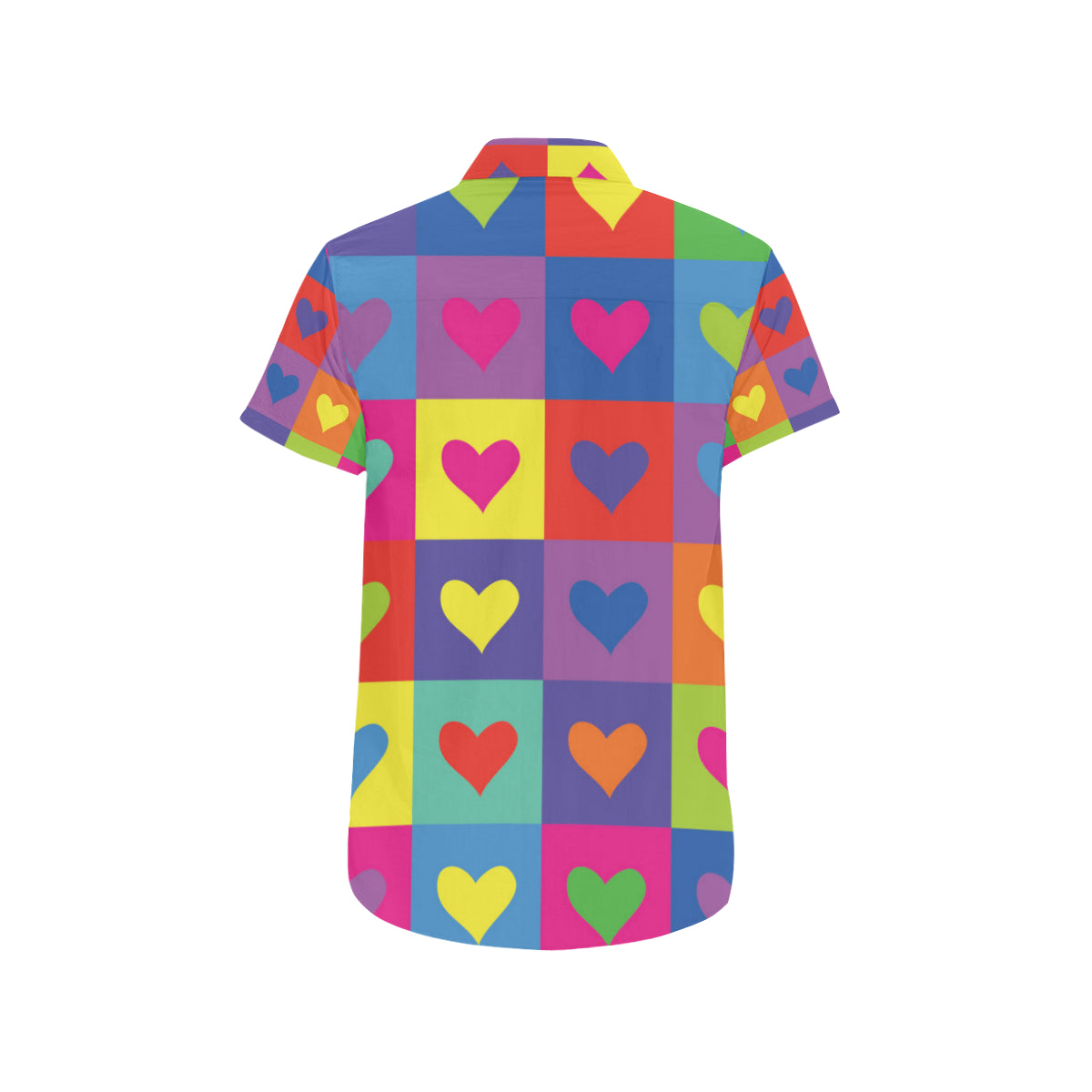 Pop Art Heart Pattern Print Design A01 Men's Short Sleeve Button Up Shirt