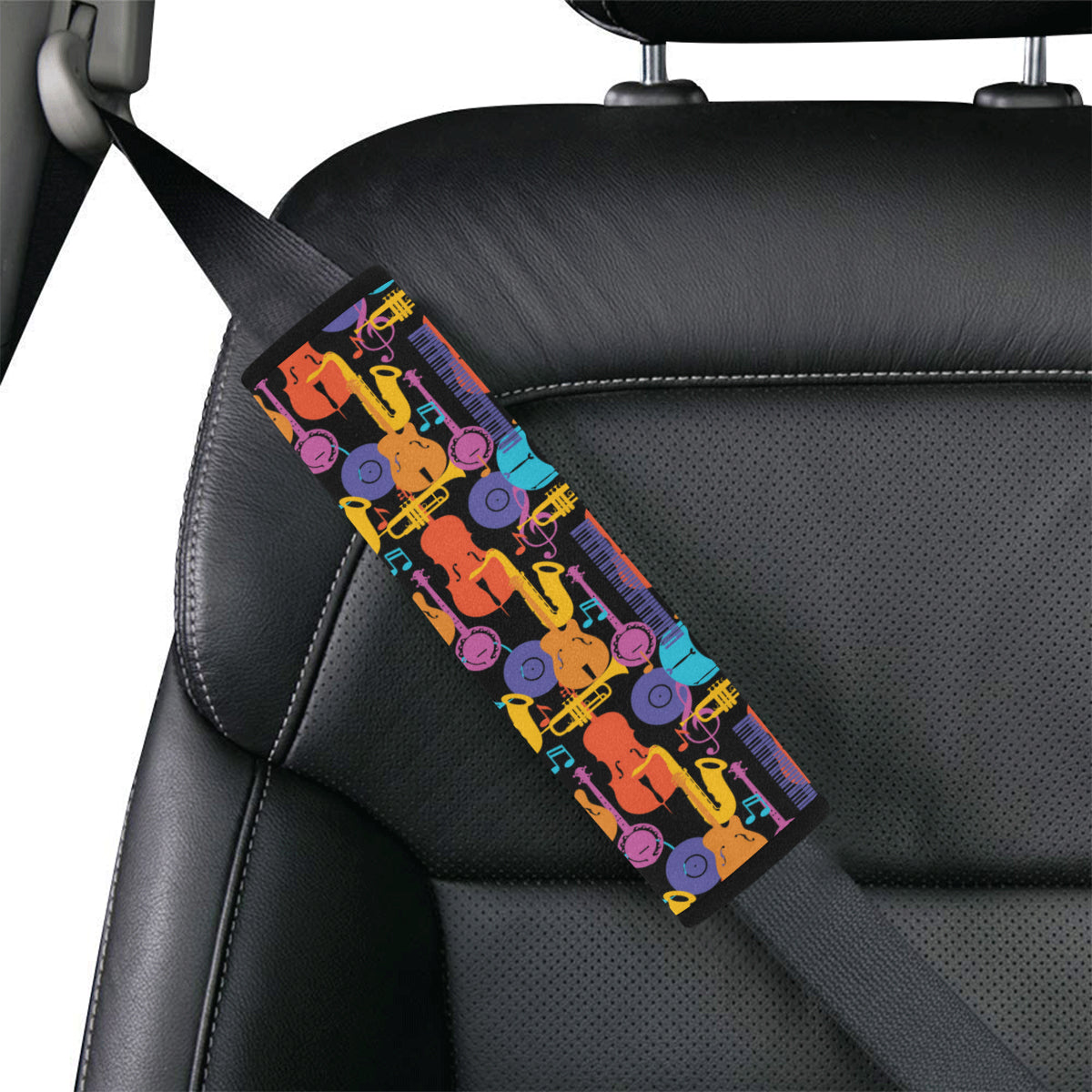 Jazz Pattern Print Design 03 Car Seat Belt Cover
