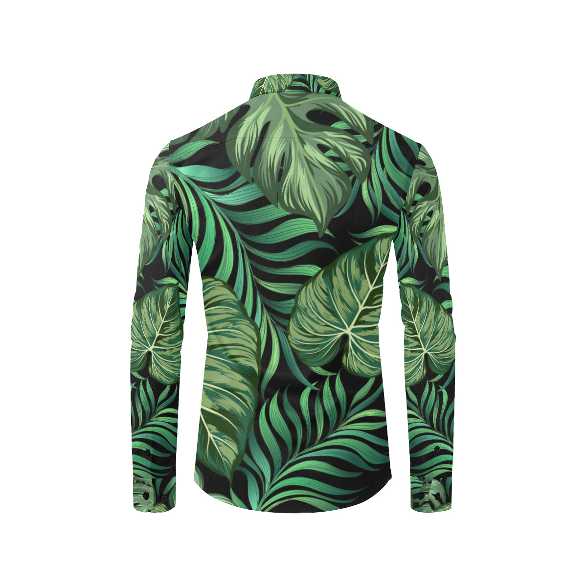 Green Fresh Tropical Palm Leaves Men's Long Sleeve Shirt