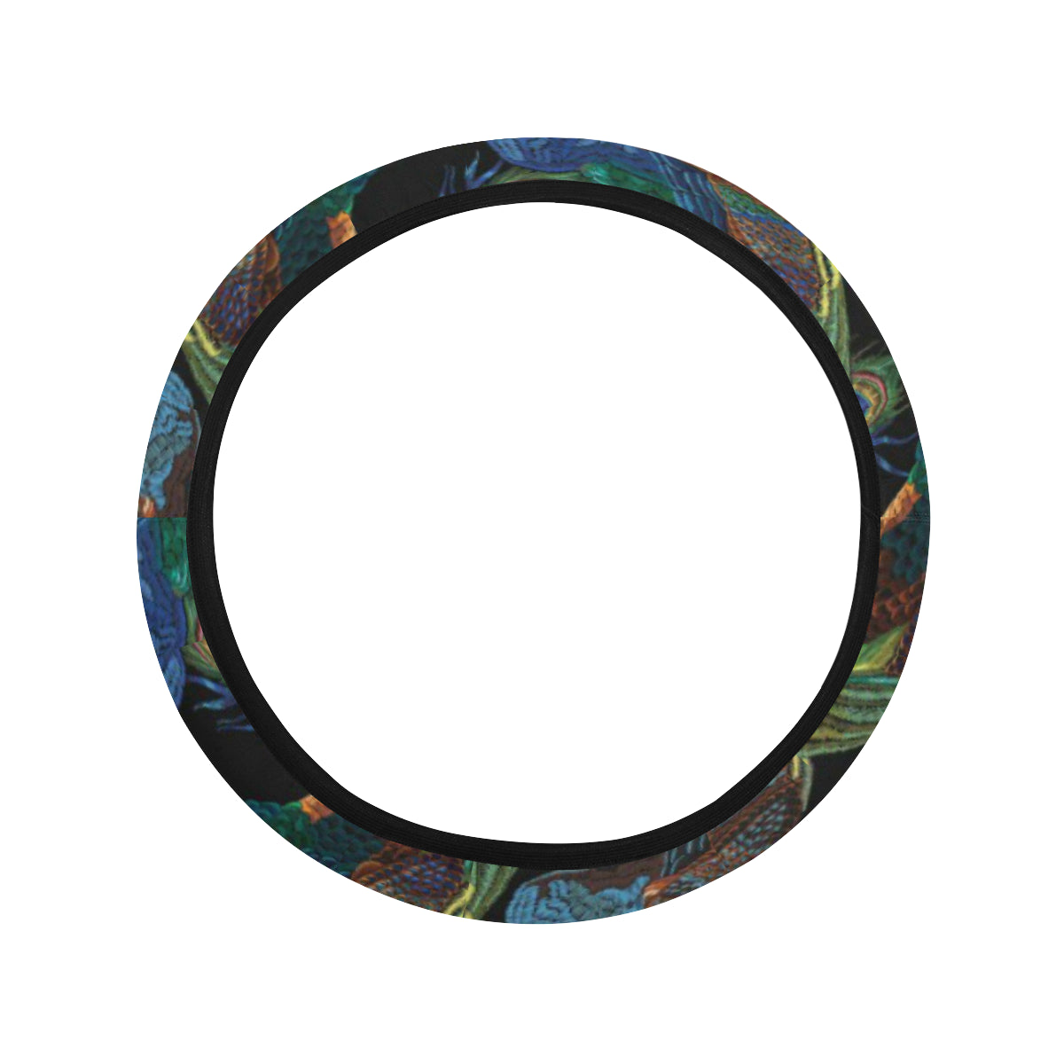 Peacock Pattern Print Design A04 Steering Wheel Cover with Elastic Edge