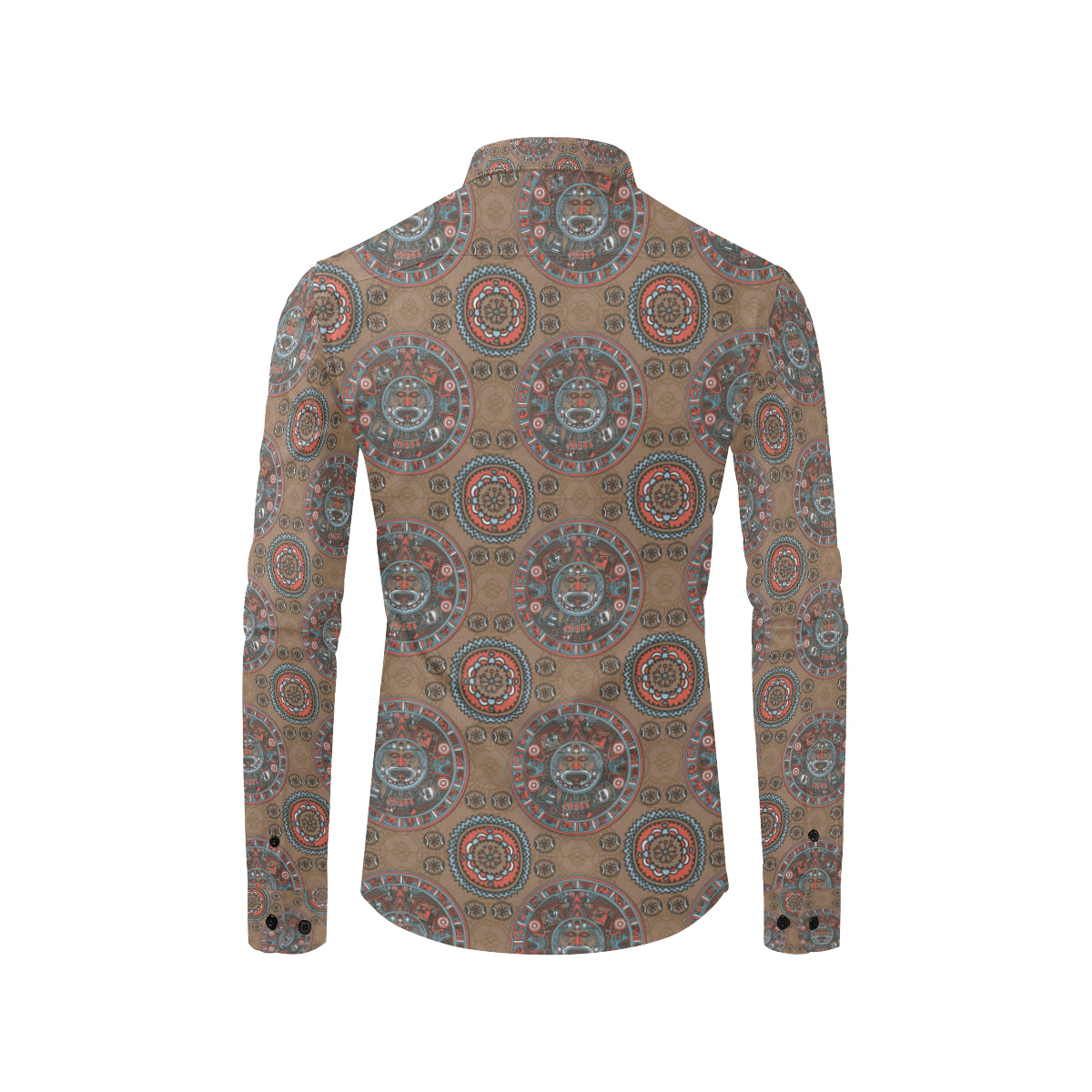 Calendar Aztec Design Print Pattern Men's Long Sleeve Shirt