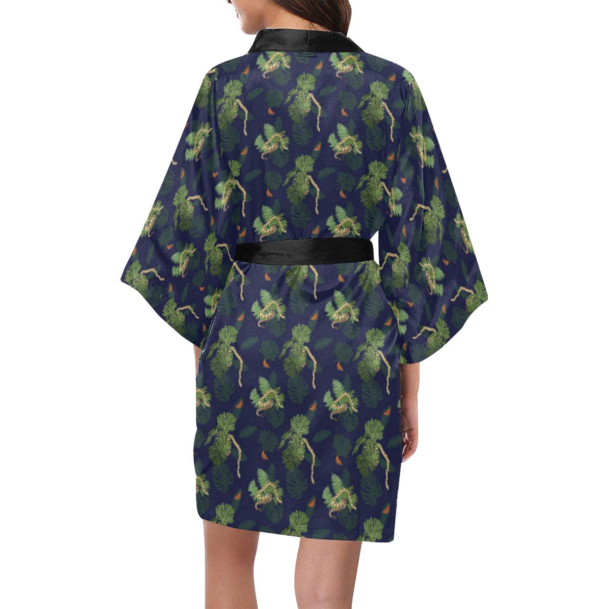 Boa Pattern Print Design 02 Women's Short Kimono