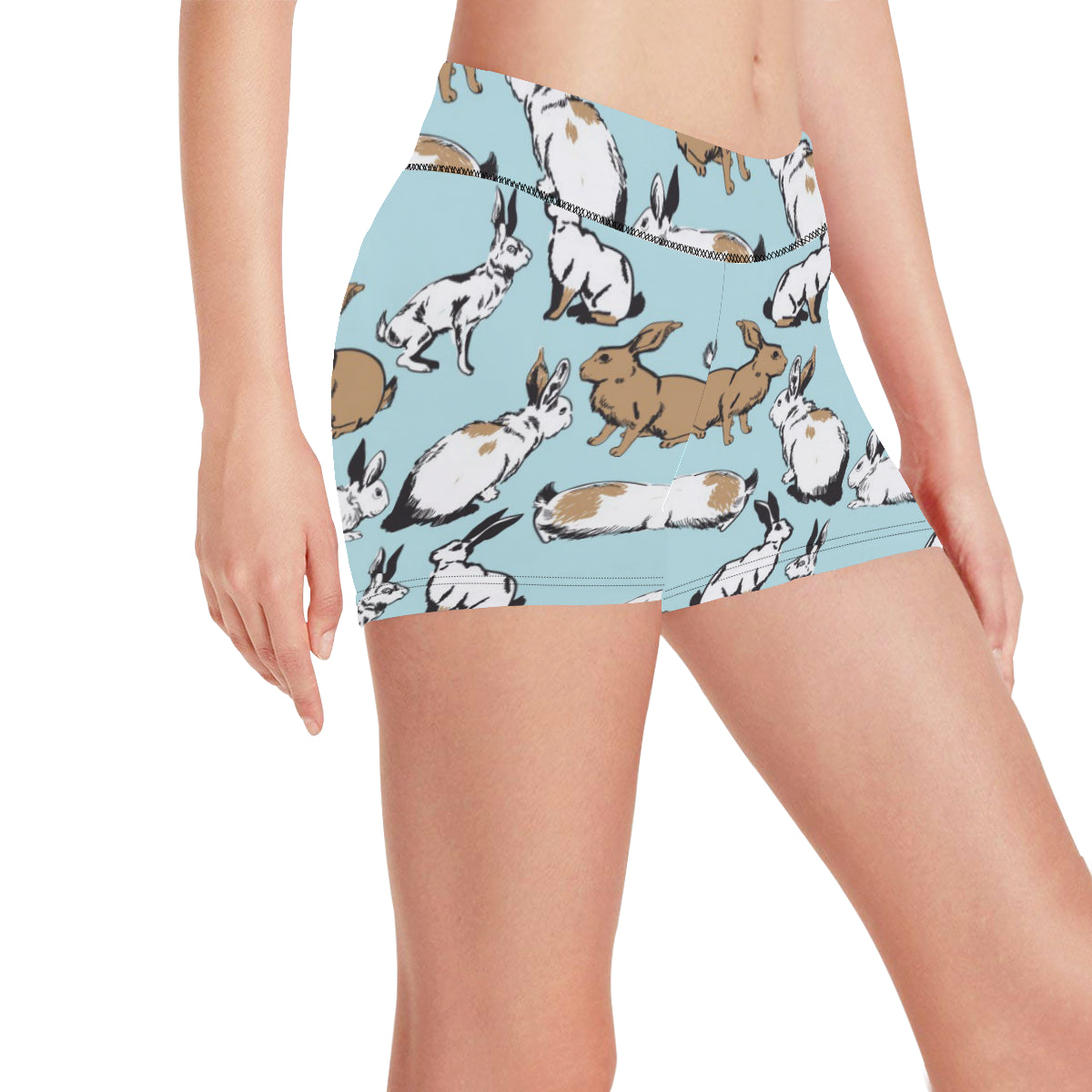 Rabbit Pattern Print Design RB018 Yoga Shorts