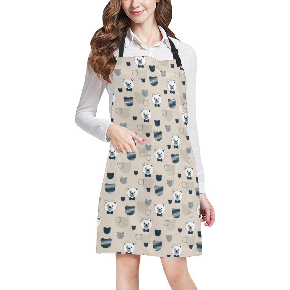 Bear Pattern Print Design 05 Apron with Pocket