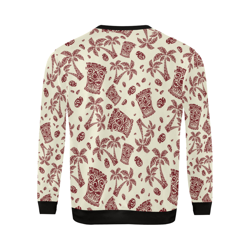 Tiki Tribal Symbol Palm Tree Men Long Sleeve Sweatshirt