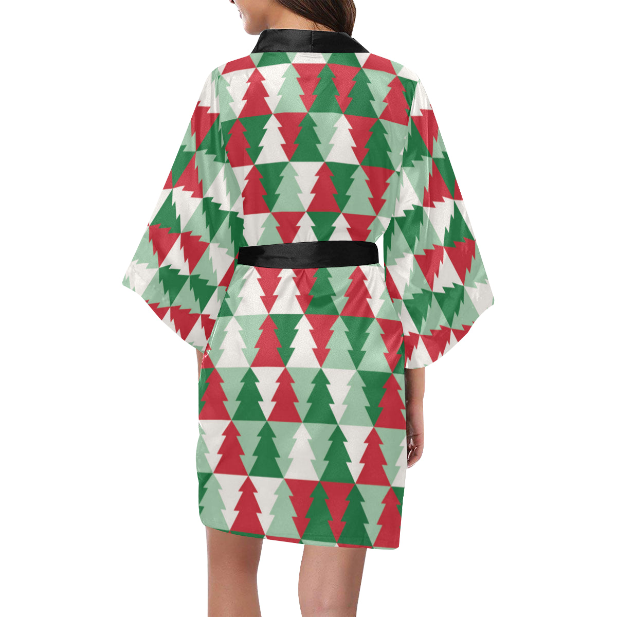 Christmas Tree Pattern Print Design 01 Women's Short Kimono