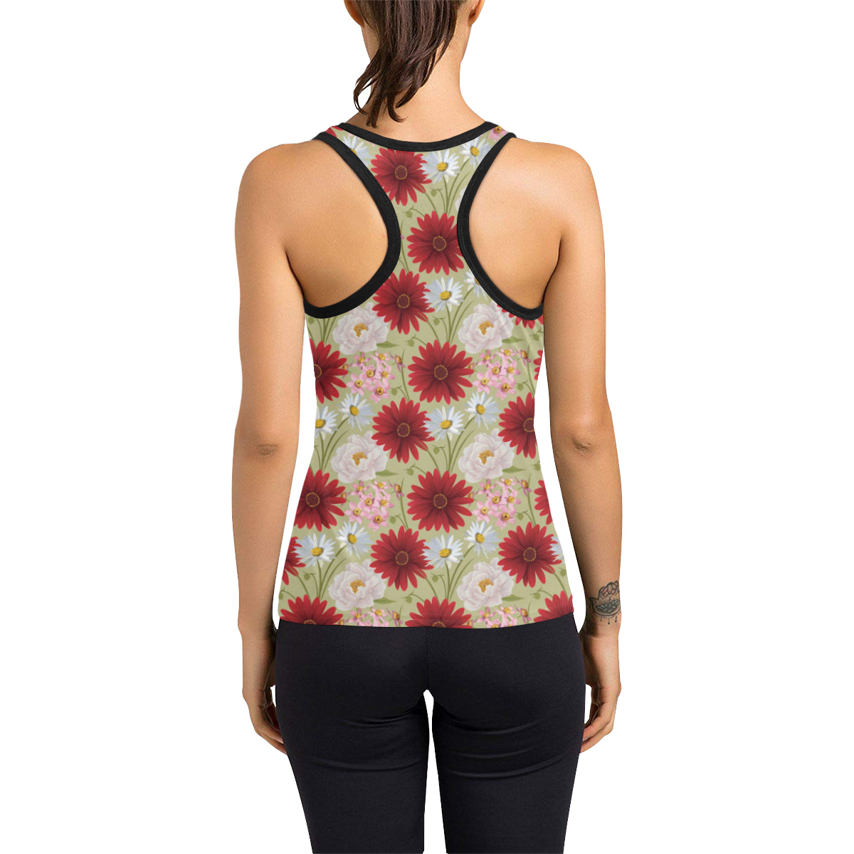 Gerberas Pattern Print Design GB07 Women's Racerback Tank Top