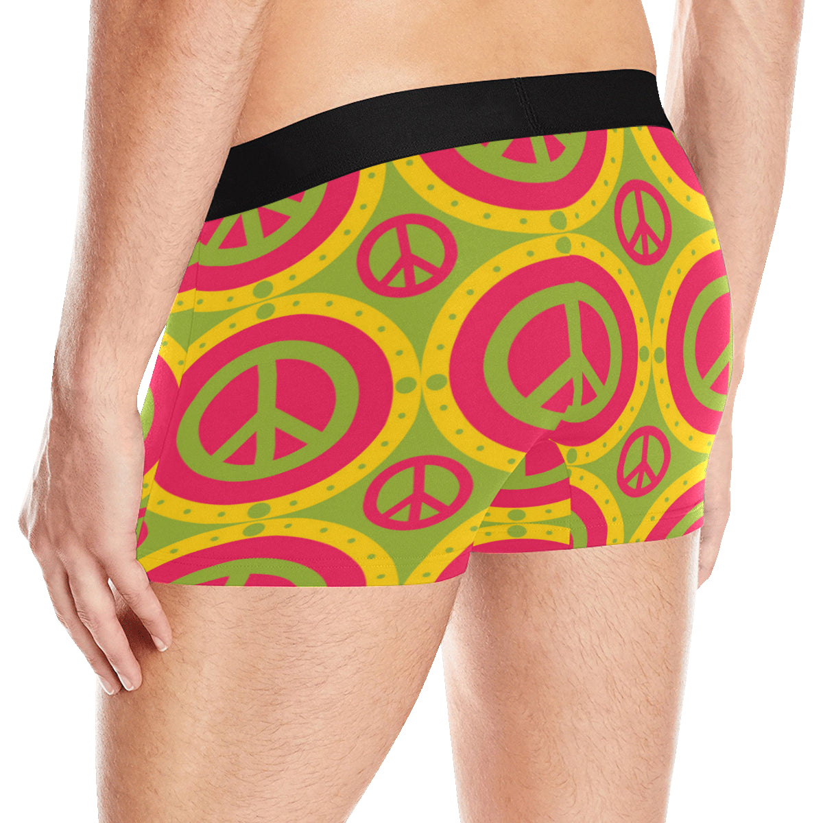 Peace Sign Pattern Print Design A01 Men's Boxer Briefs