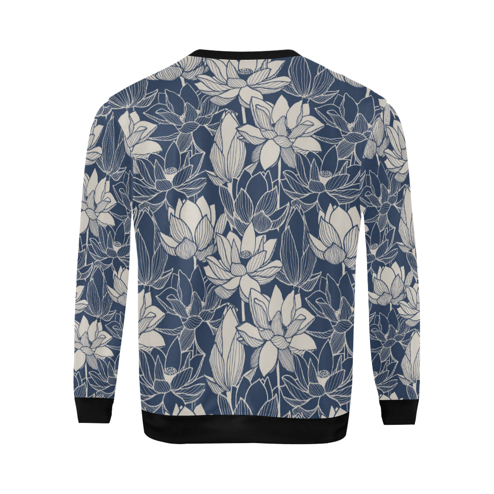 Water Lily Pattern Print Design WL04 Men Long Sleeve Sweatshirt