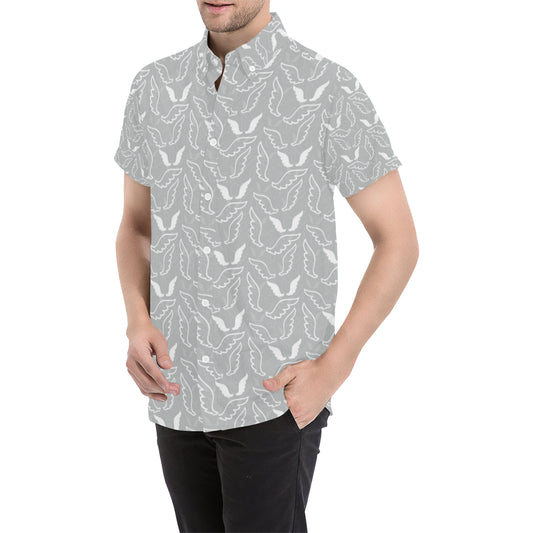 Angel Wings Pattern Print Design 01 Men's Short Sleeve Button Up Shirt