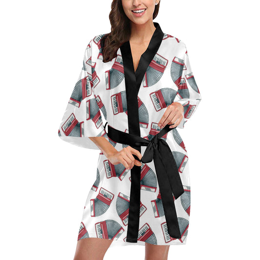 Accordion Pattern Print Design 03 Women's Short Kimono
