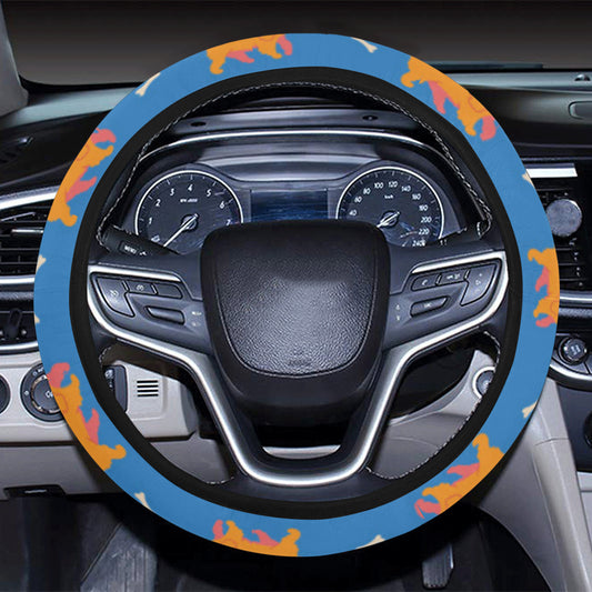 Cocker Pattern Print Design 04 Steering Wheel Cover with Elastic Edge