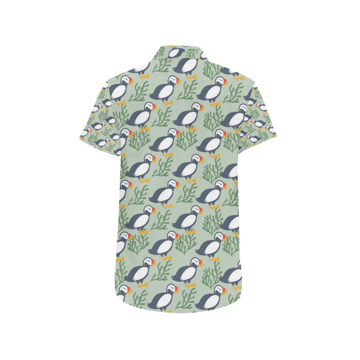 Puffin Pattern Print Design A04 Men's Short Sleeve Button Up Shirt