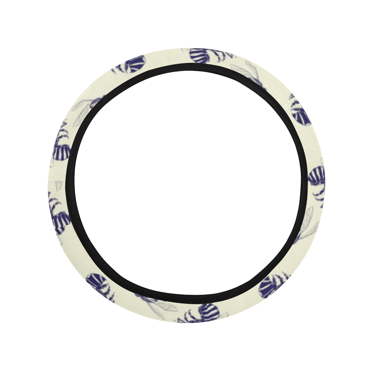 Bee Pattern Print Design 02 Steering Wheel Cover with Elastic Edge