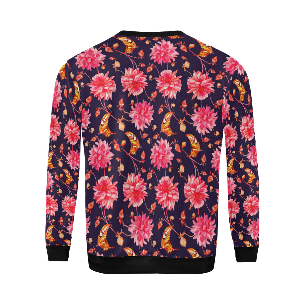 Dahlia Pattern Print Design DH03 Men Long Sleeve Sweatshirt