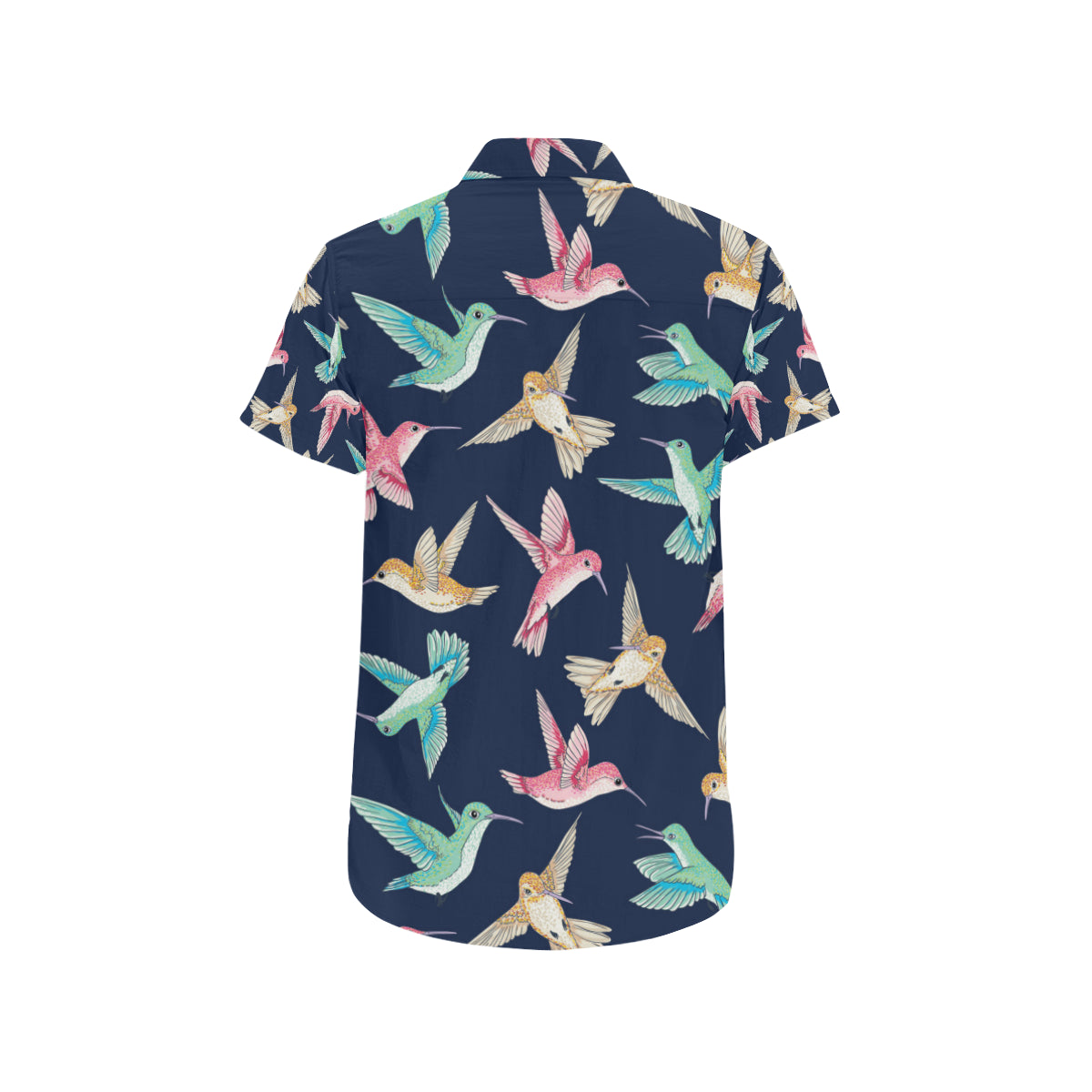 Hummingbird Cute Pattern Print Design 01 Men's Short Sleeve Button Up Shirt