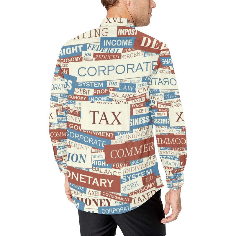 Accounting Financial Pattern Print Design 01 Men's Long Sleeve Shirt