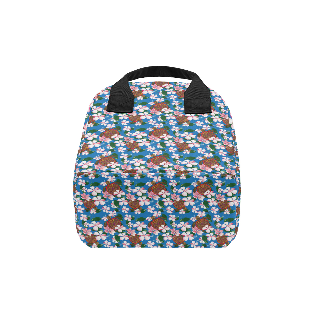 Sea Turtle Pink Hibiscus Hawaiian Print Insulated Lunch Bag