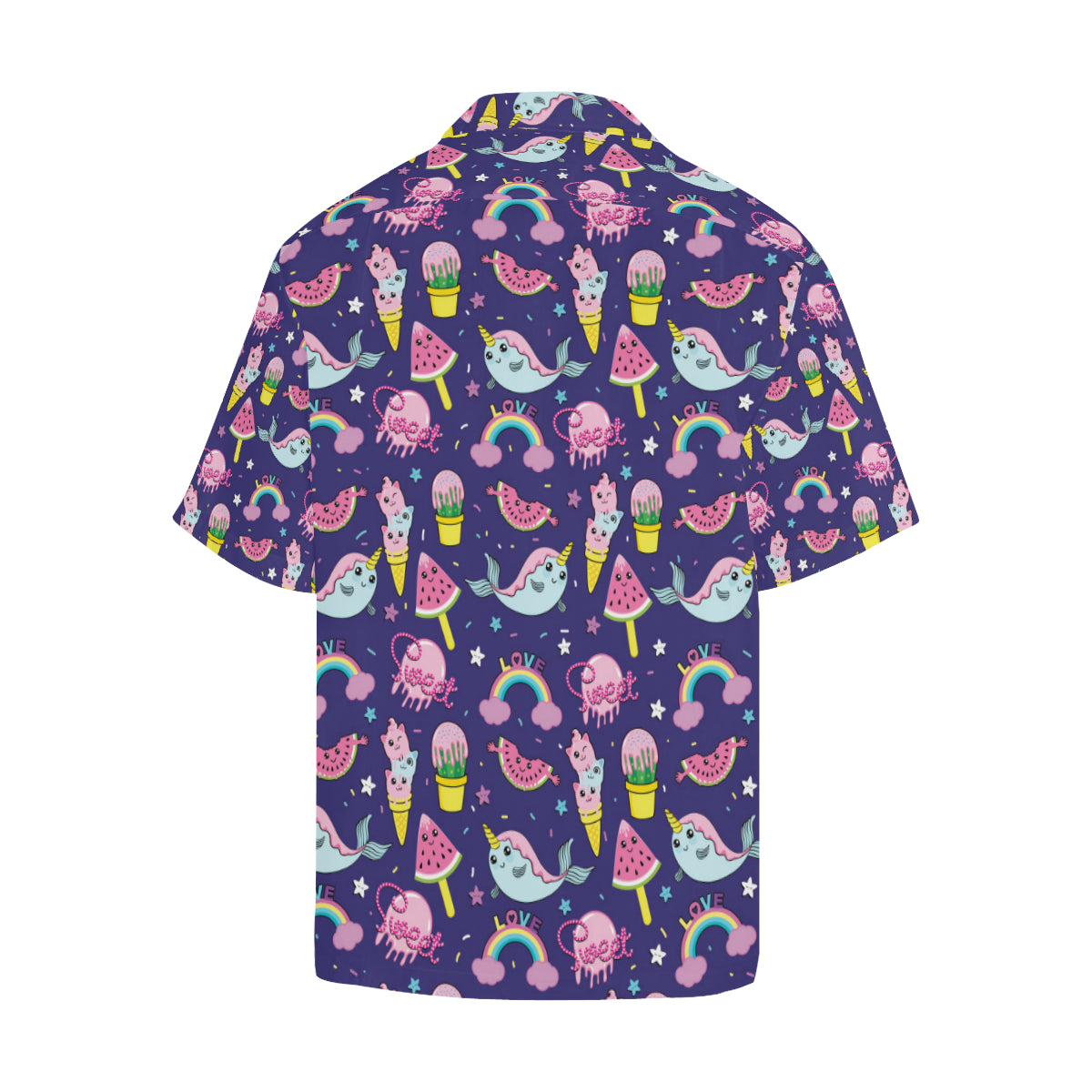 Narwhal Cute Pattern Print Design 02 Men's Hawaiian Shirt