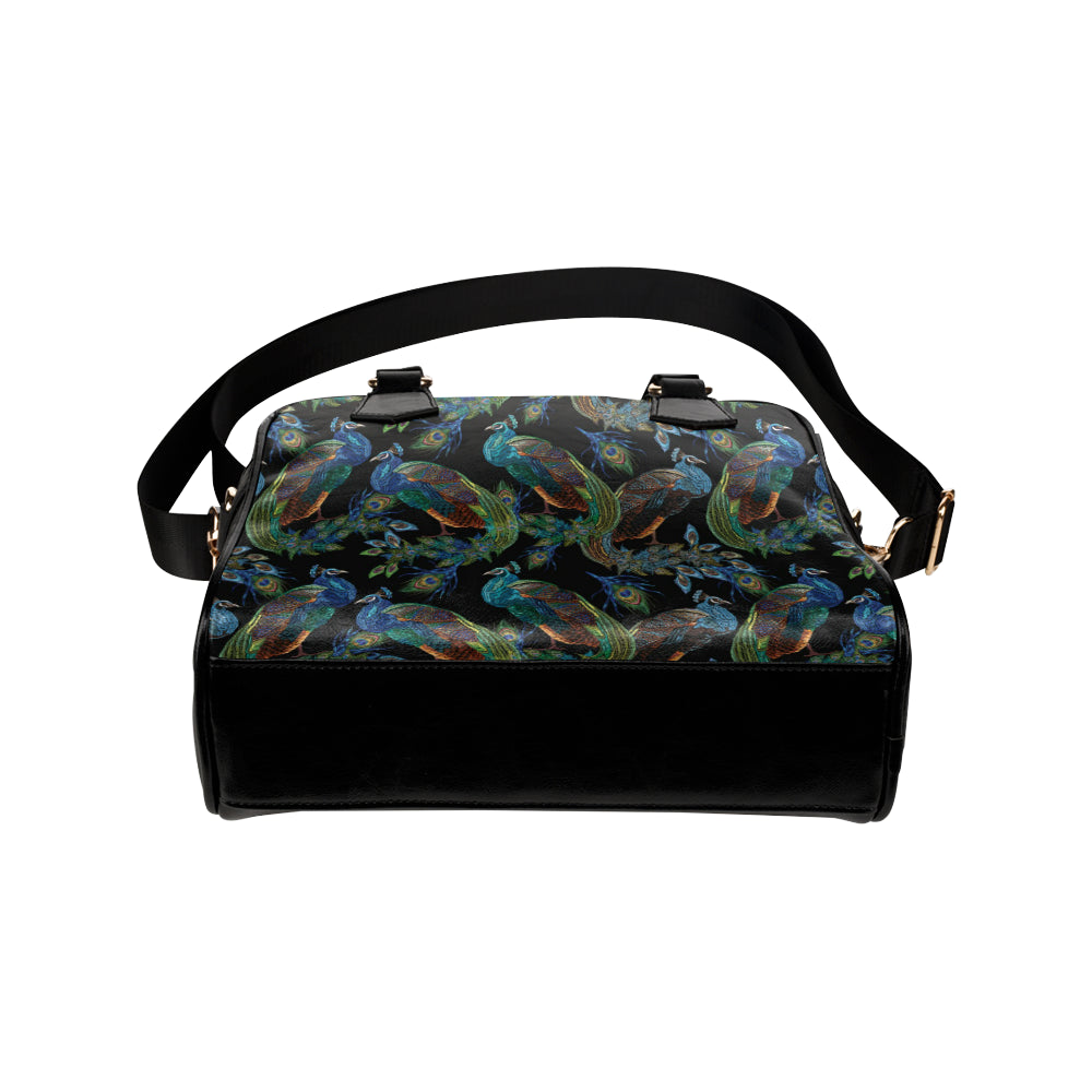 Peacock Pattern Print Design A04 Shoulder Handbag