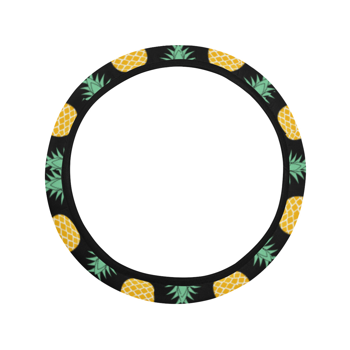 Pineapple Pattern Print Design A03 Steering Wheel Cover with Elastic Edge