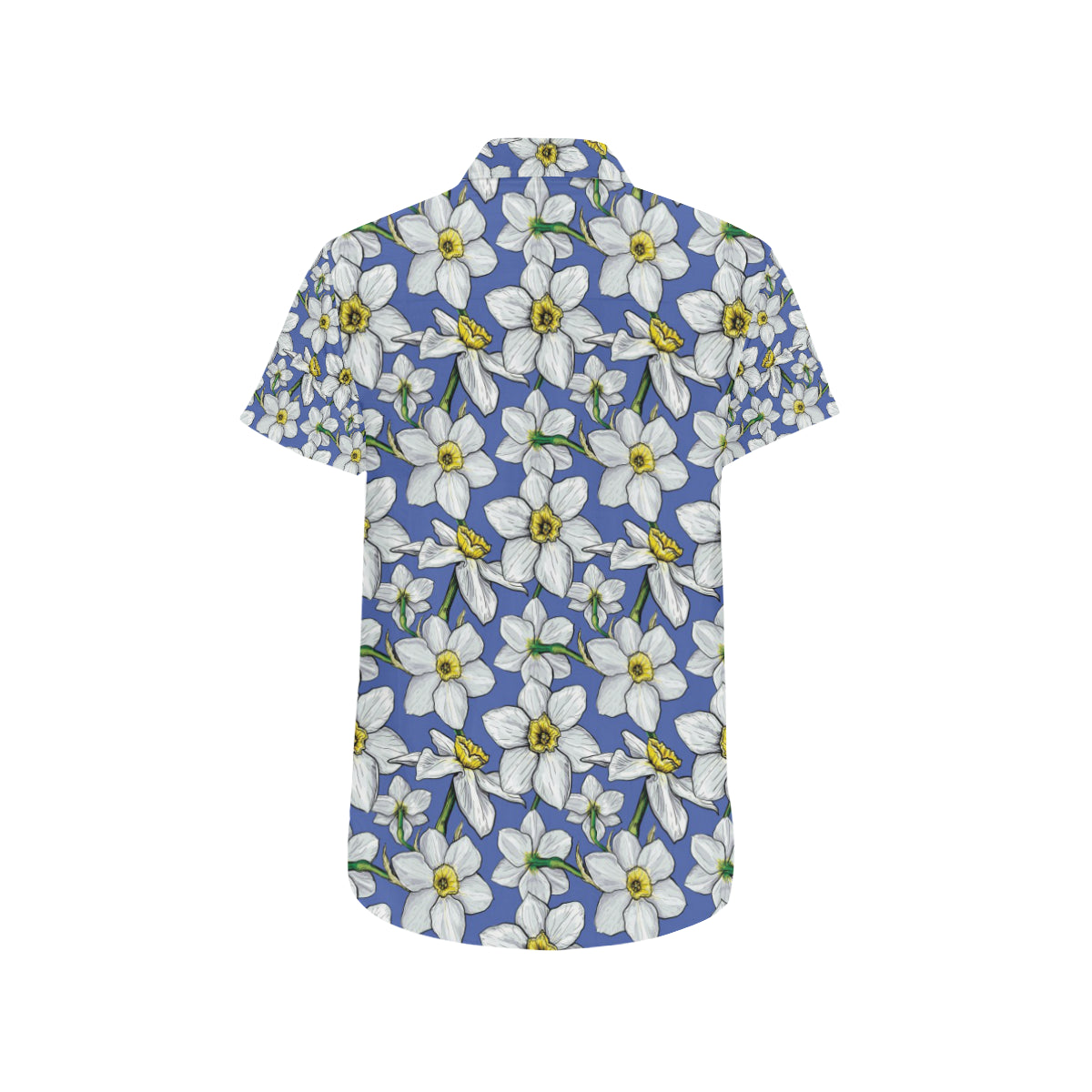 Daffodils Pattern Print Design DF08 Men's Short Sleeve Button Up Shirt