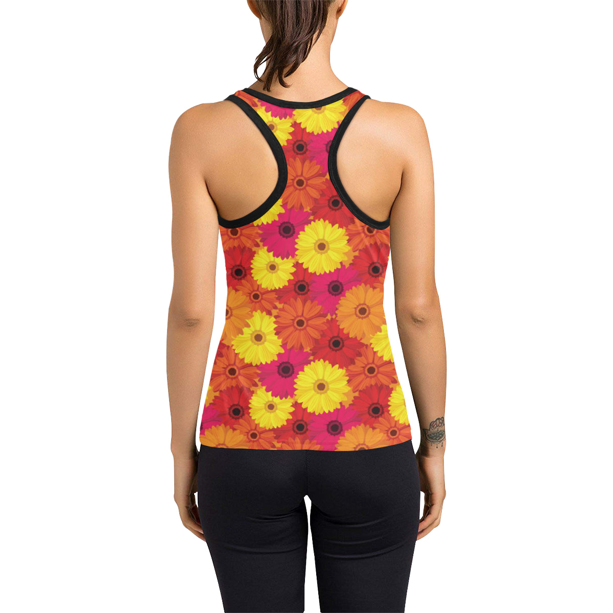 Gerberas Pattern Print Design GB05 Women's Racerback Tank Top