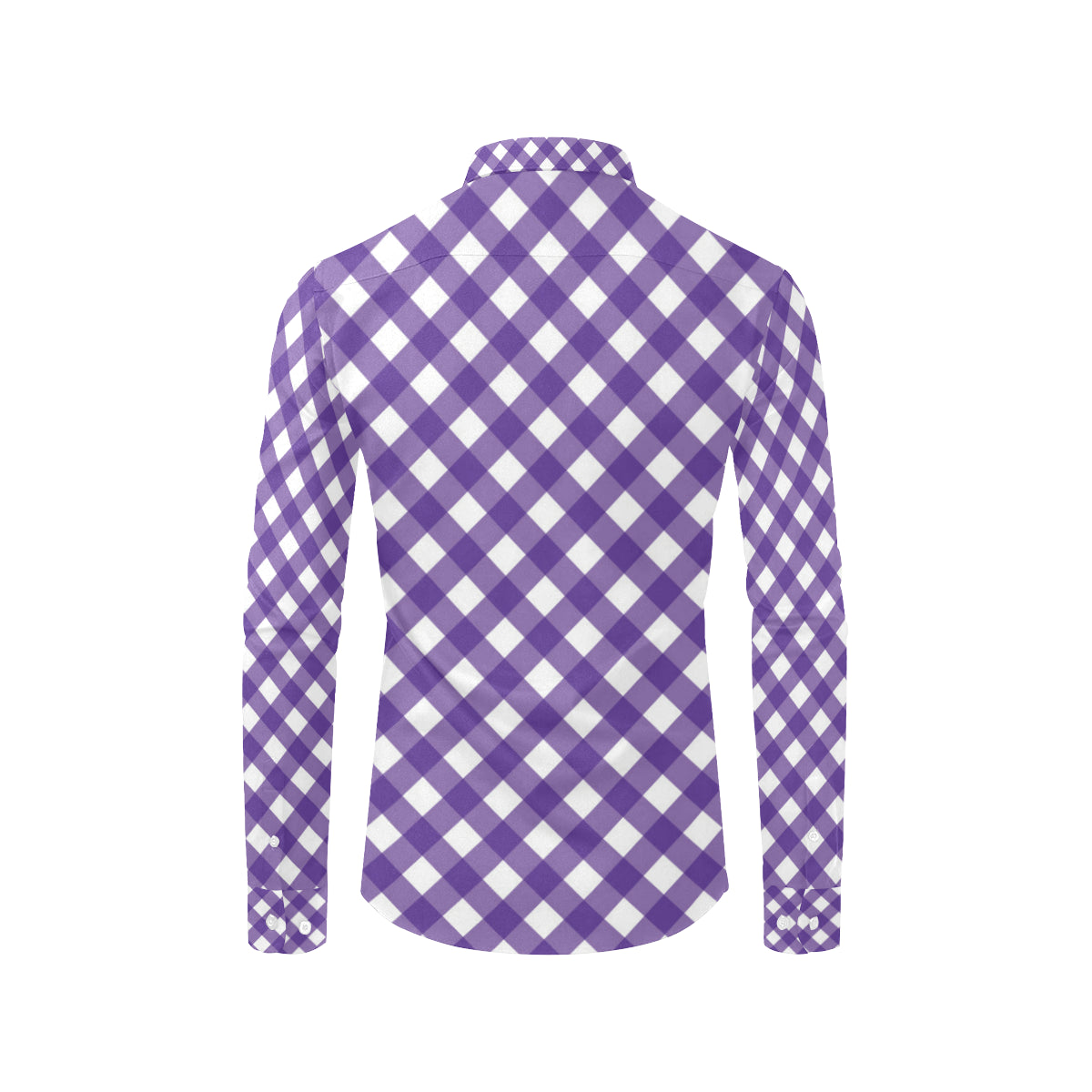 Gingham Purple Pattern Print Design 03 Men's Long Sleeve Shirt