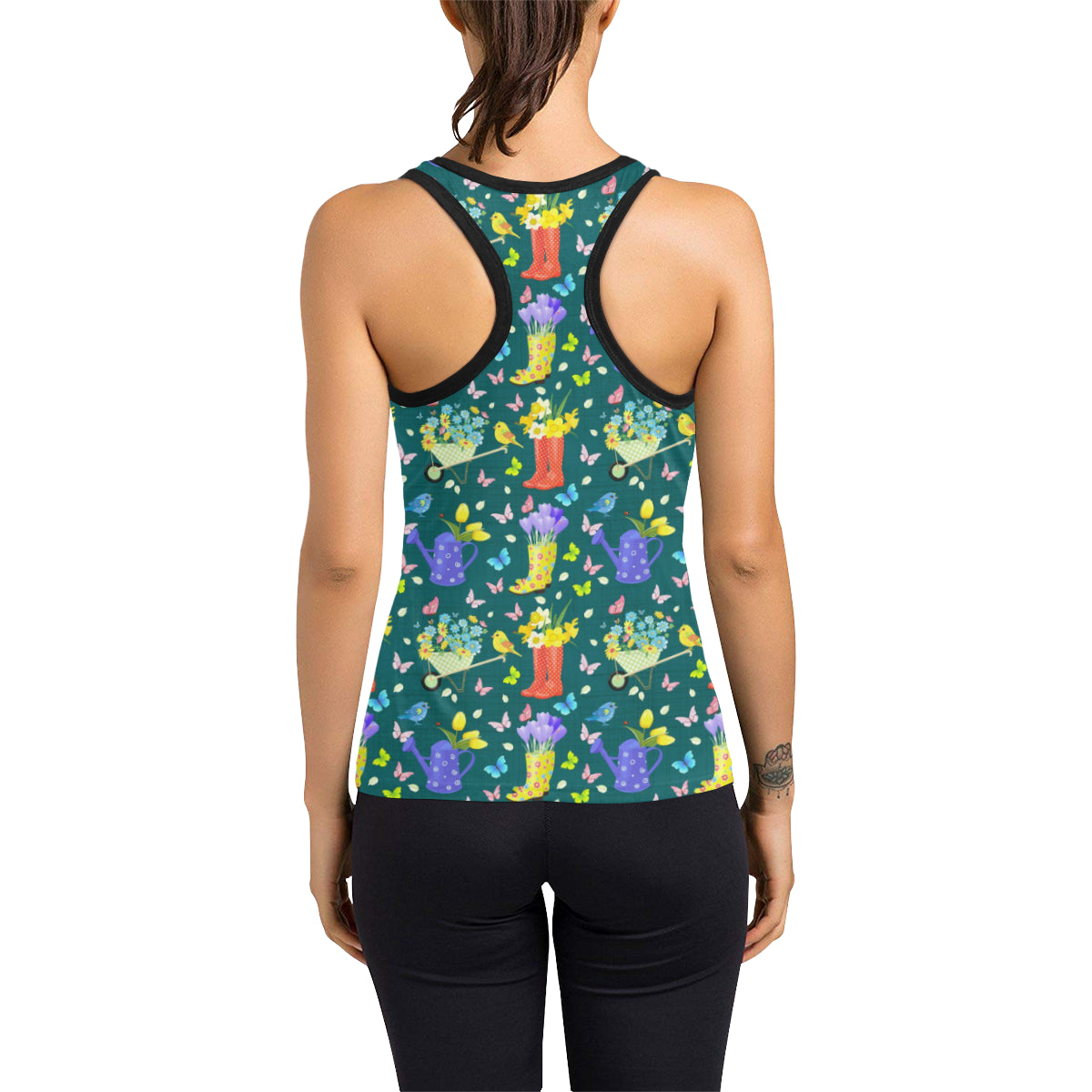 Gardening Pattern Print Design G08 Women's Racerback Tank Top