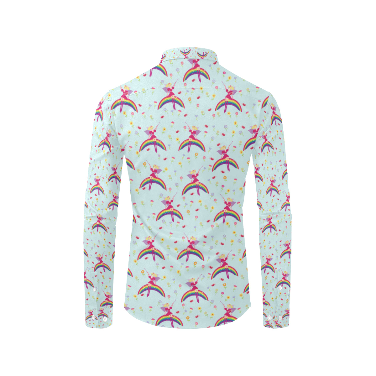 Fairy with Rainbow Print Pattern Men's Long Sleeve Shirt