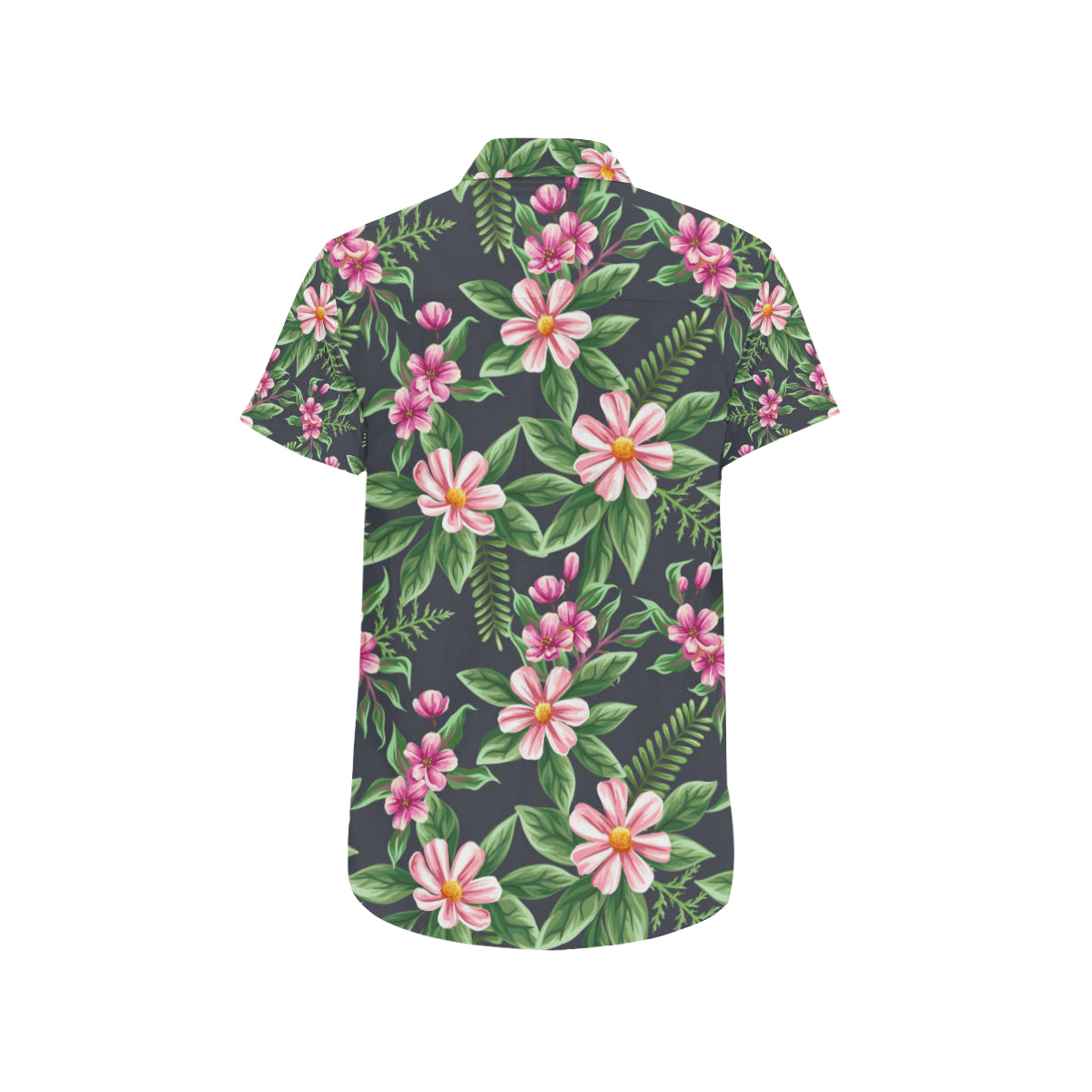 Summer Floral Pattern Print Design SF010 Men's Short Sleeve Button Up Shirt