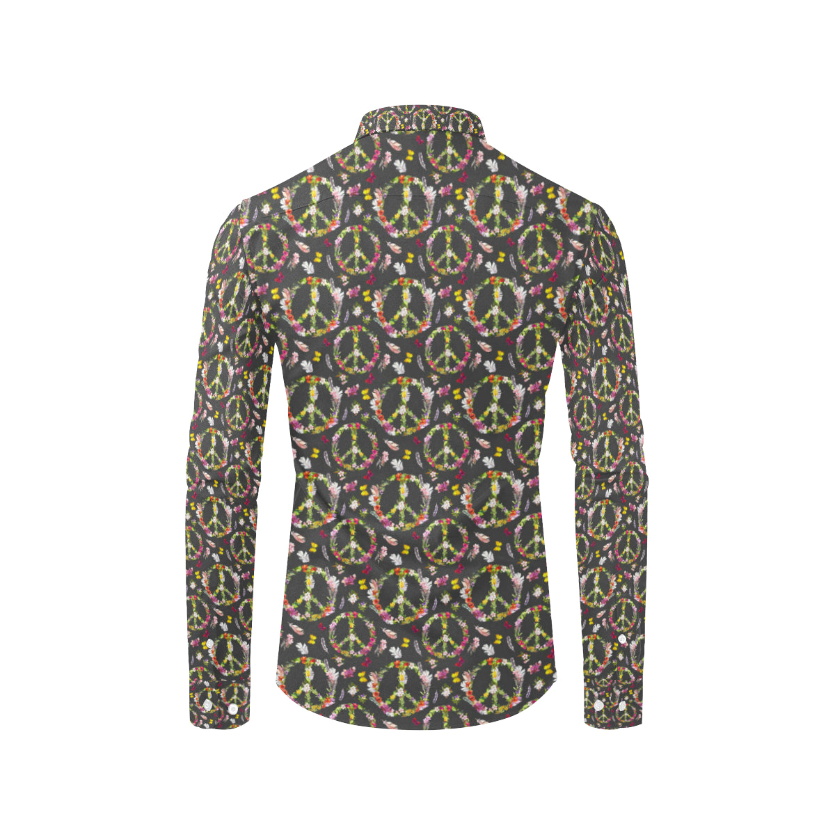 Peace Sign flowers Design Print Men's Long Sleeve Shirt