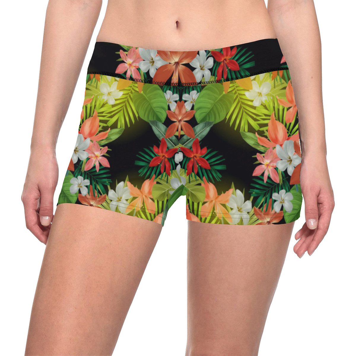 Amaryllis Pattern Print Design AL07 Yoga Shorts