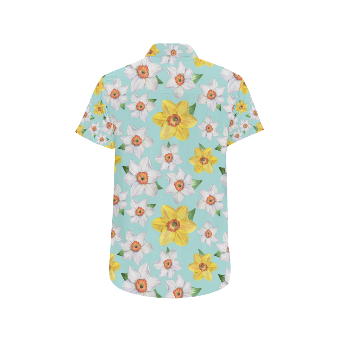 Daffodils Pattern Print Design DF07 Men's Short Sleeve Button Up Shirt