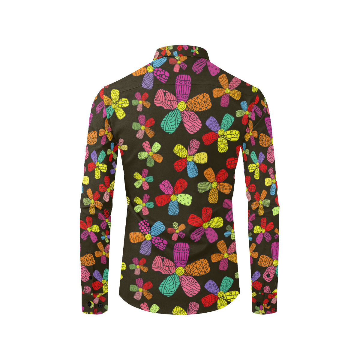 Flower Power Colorful Print Pattern Men's Long Sleeve Shirt