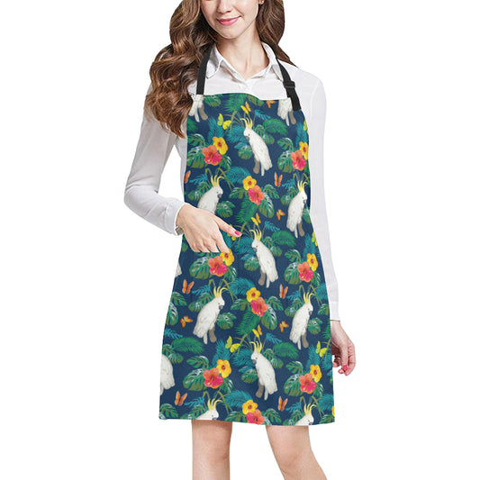 Cockatoo Tropical Pattern Print Design 02 Apron with Pocket