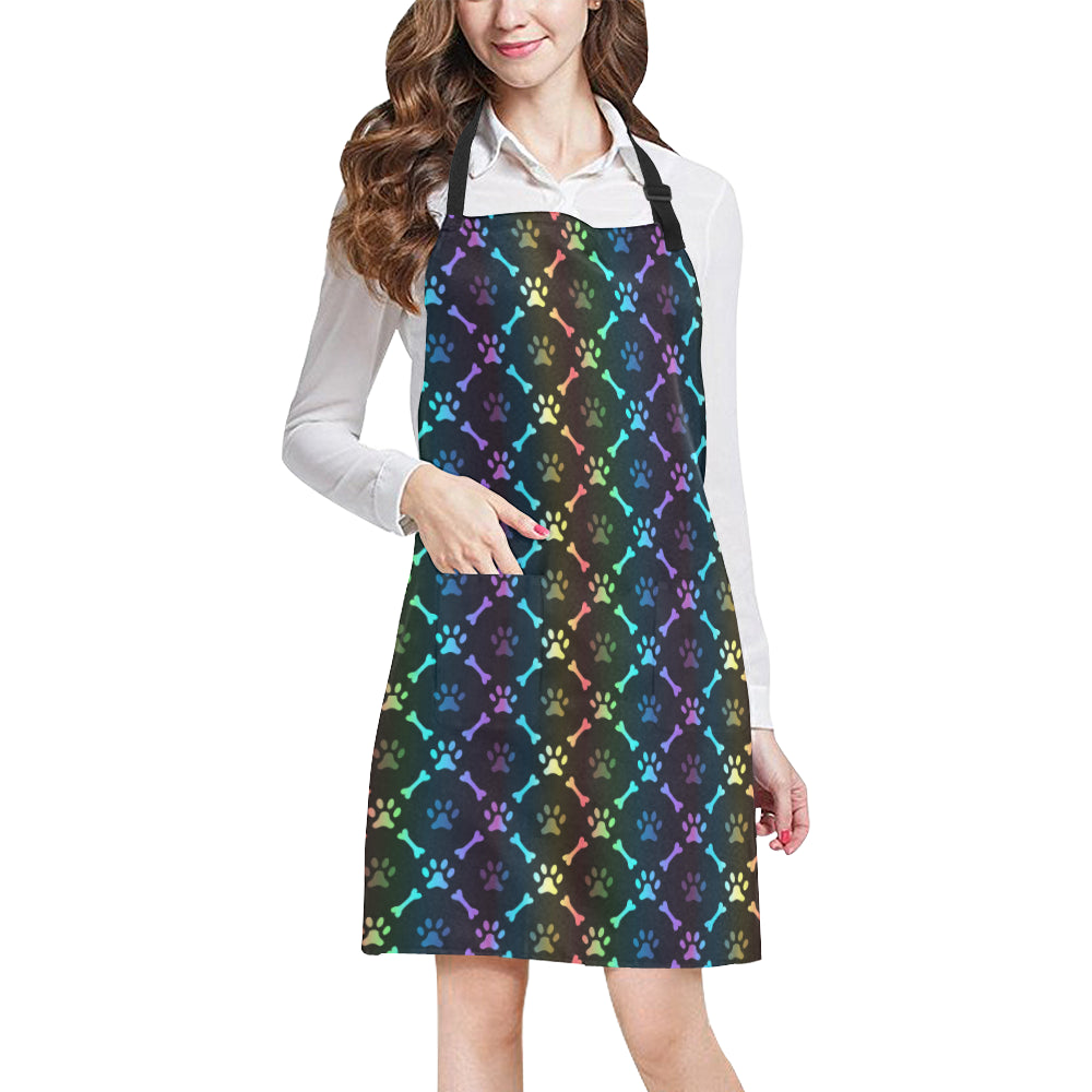 Paw Rainbow Pattern Print Design A01 Apron with Pocket