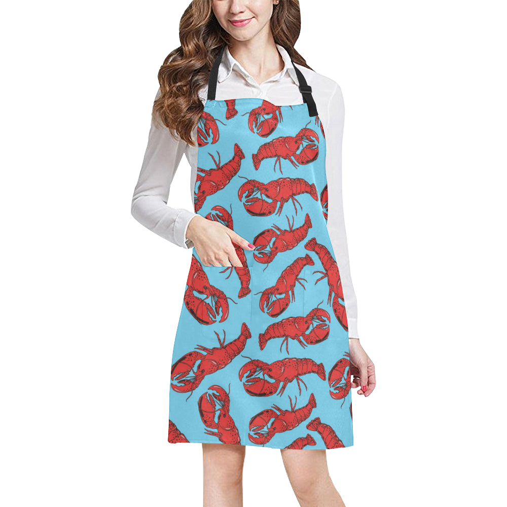 Lobster Red Pattern Print Design 03 Apron with Pocket