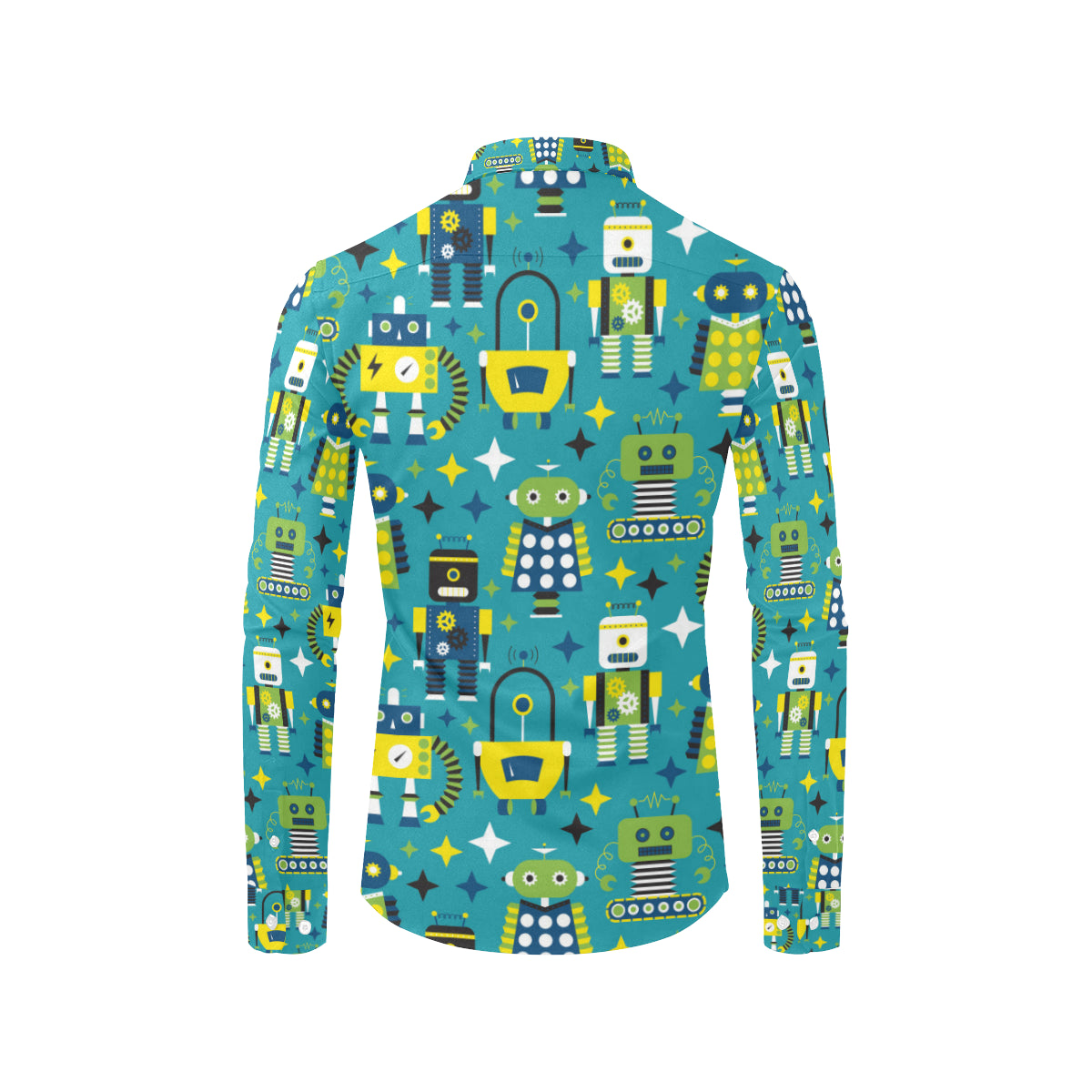 Robot Pattern Print Design A02 Men's Long Sleeve Shirt
