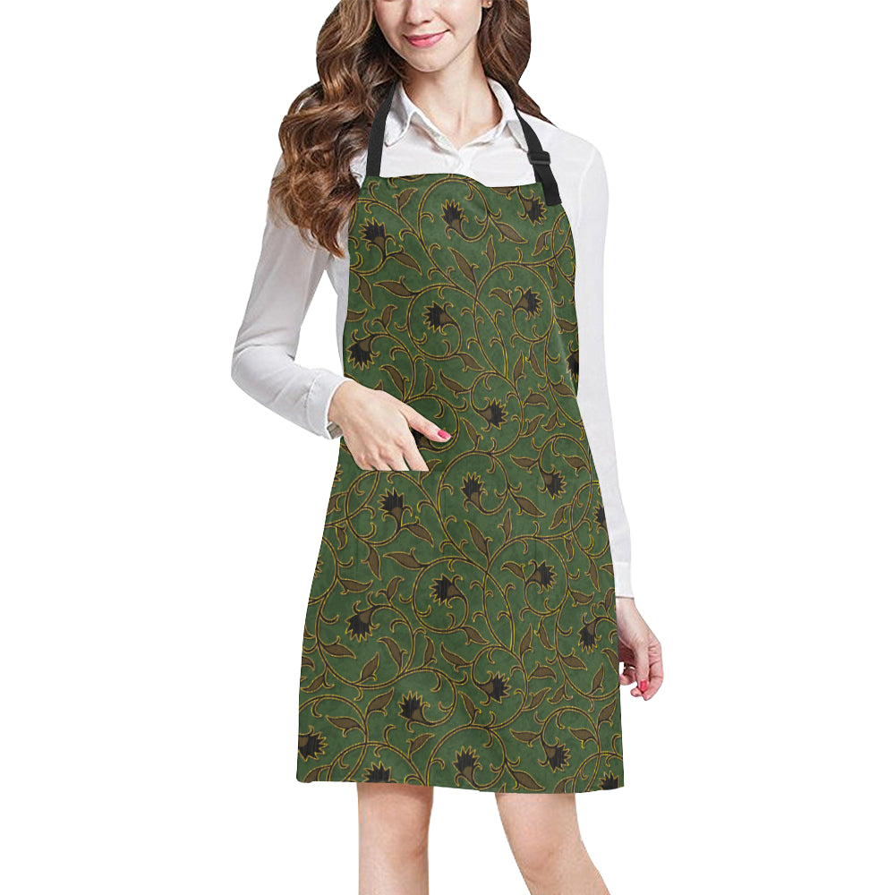 Brocade Pattern Print Design 02 Apron with Pocket