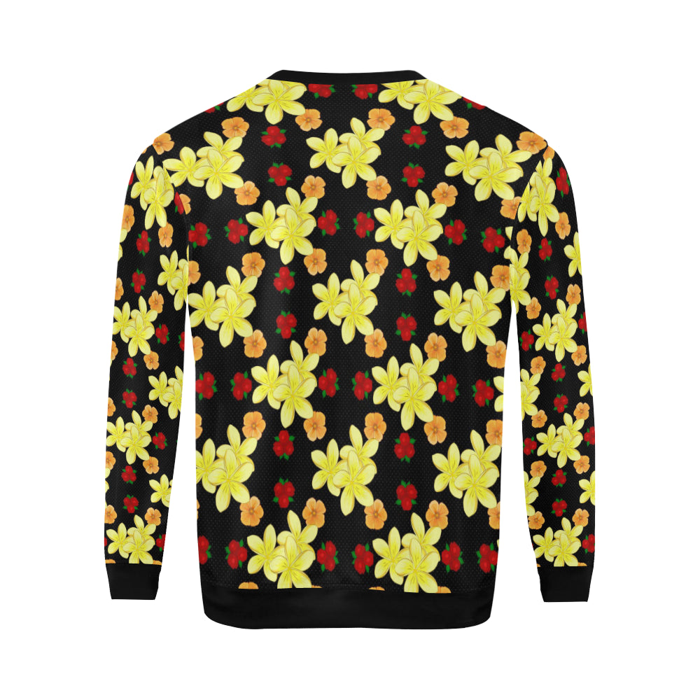 Yellow Plumeria Pattern Print Design PM04 Men Long Sleeve Sweatshirt