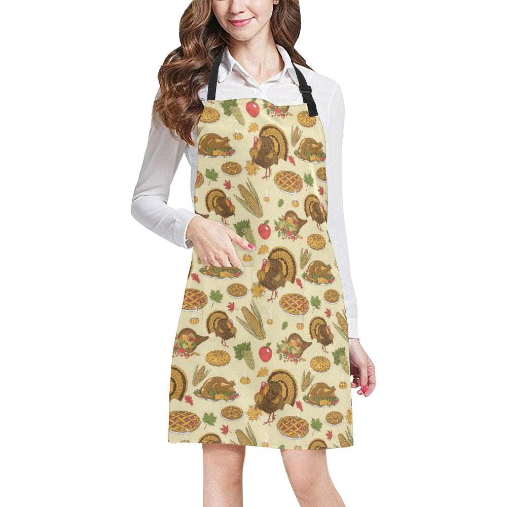 Turkey Pattern Print Design 02 Apron with Pocket