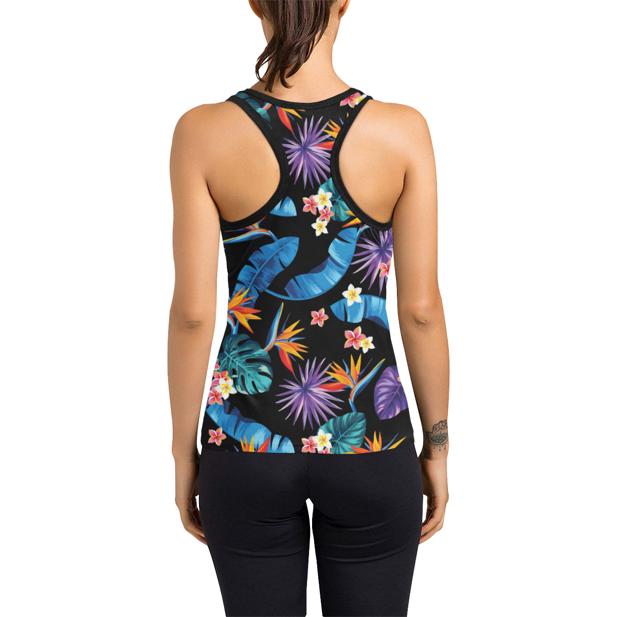 Tropical Flower Pattern Print Design TF018 Women's Racerback Tank Top