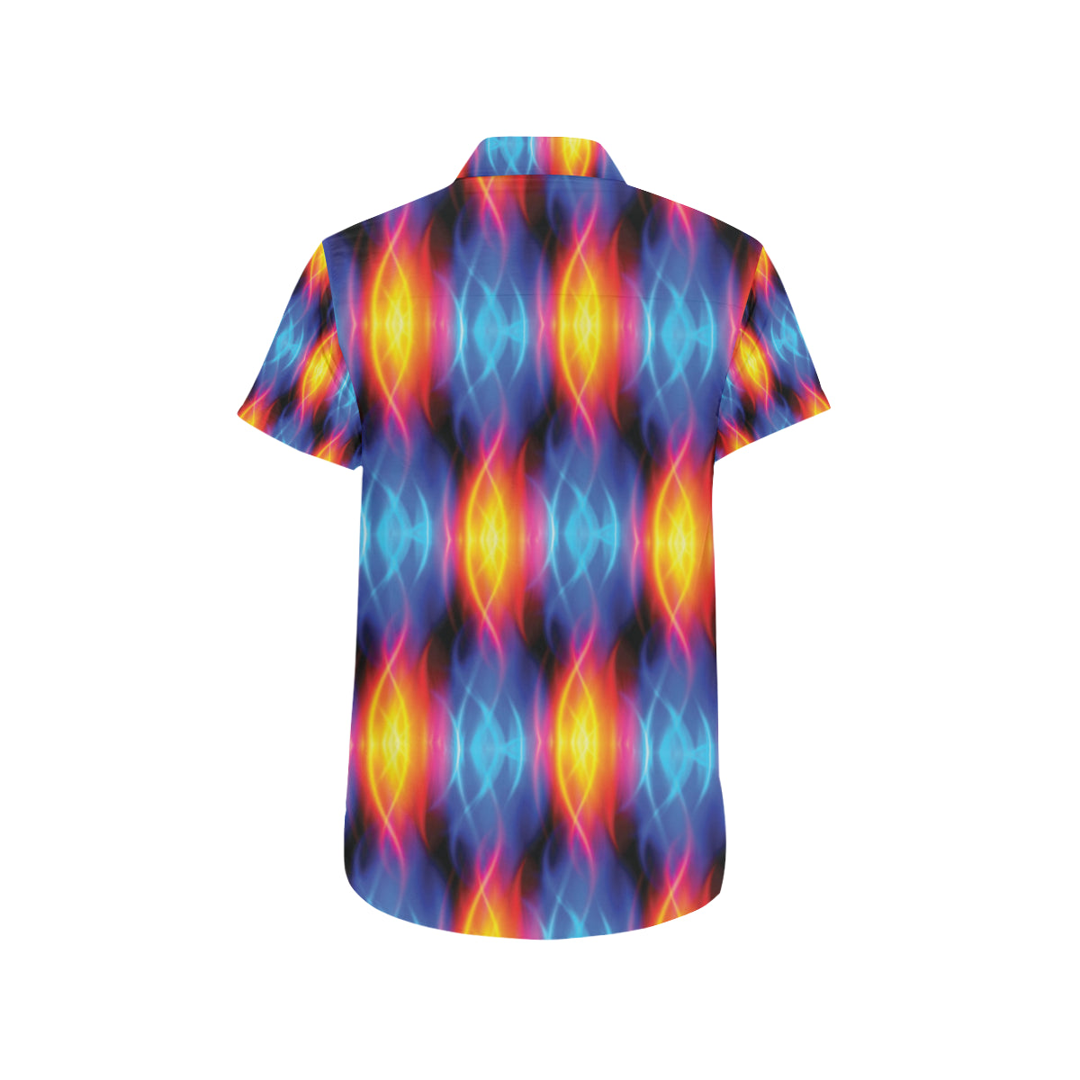 Flame Fire Blue Design Print Men's Short Sleeve Button Up Shirt