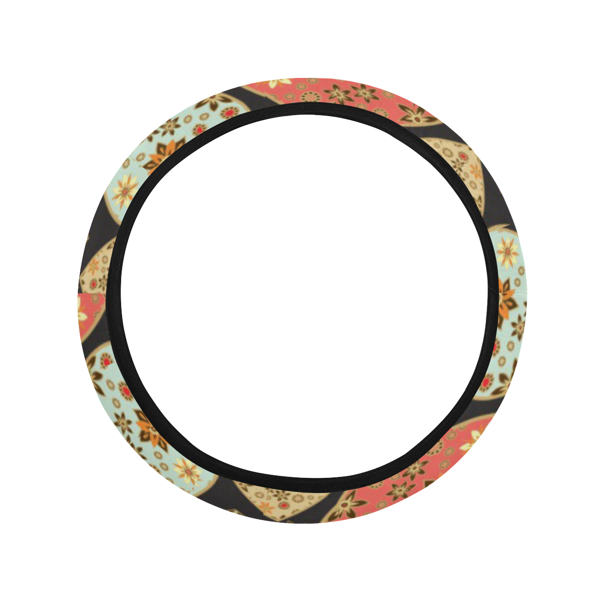 Heart Boho Pattern Print Design HE04 Steering Wheel Cover with Elastic Edge