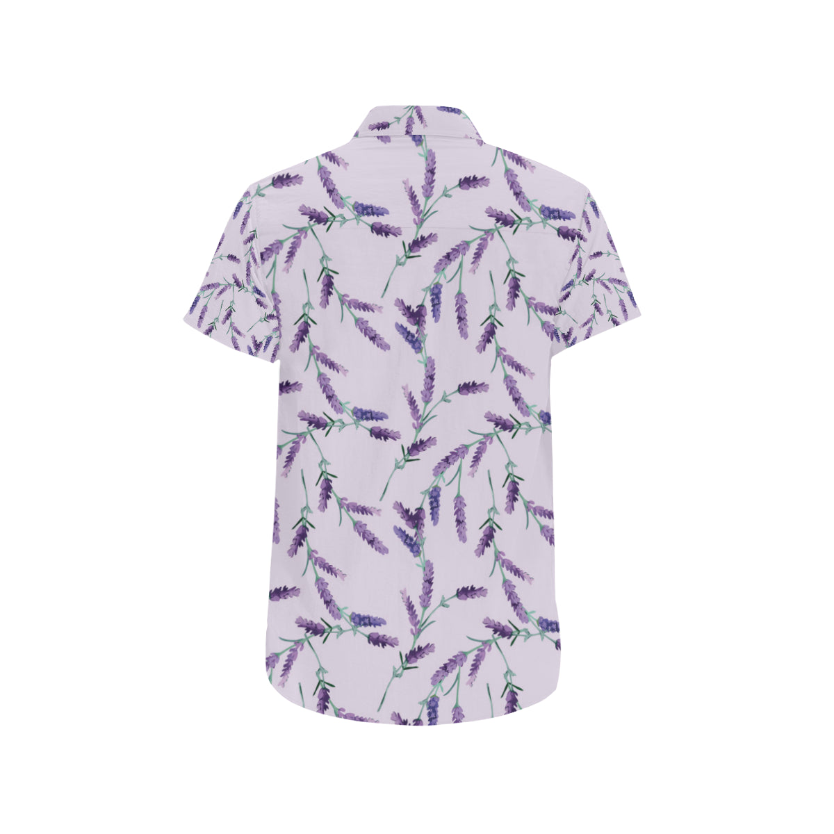 Lavender Pattern Print Design 02 Men's Short Sleeve Button Up Shirt