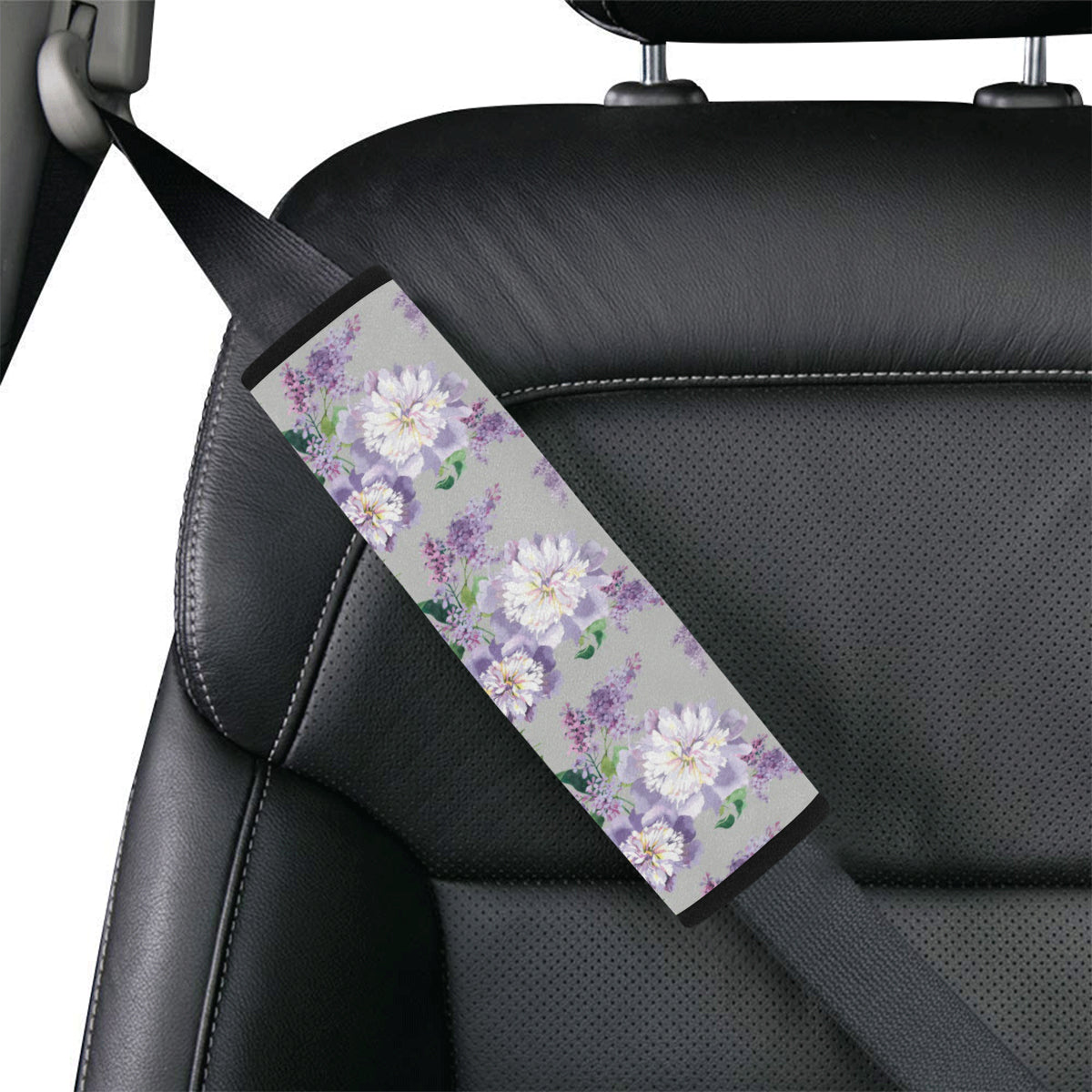 Lilac Pattern Print Design LI07 Car Seat Belt Cover